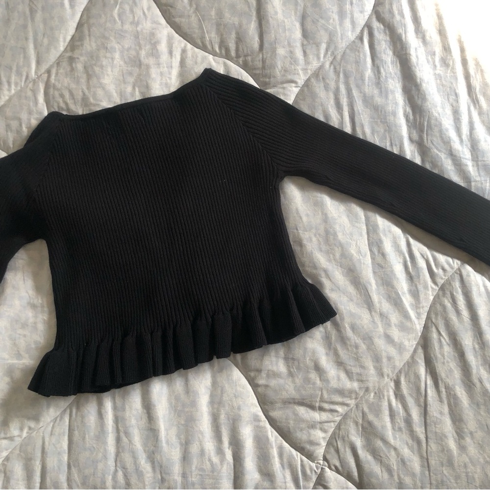 🖤ZAFUL Black Ribbed Ruffle Crop Top Small 🖤 - Picture 4 of 9